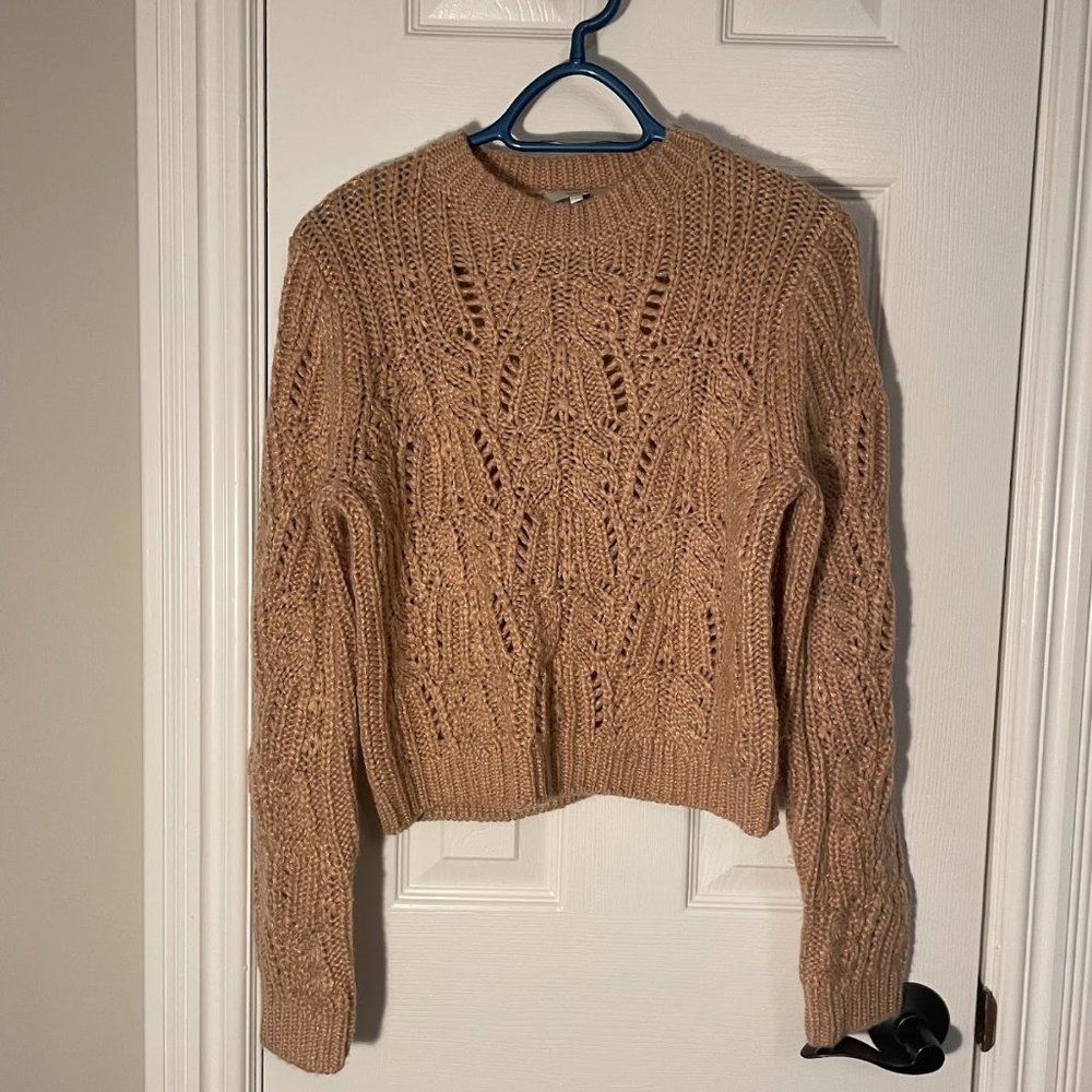 NWOT Vince Cable Knit Sweater Mohair Wool Blend Rose Sweater SMALL